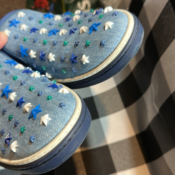 Jimmy Choo slip on shoes loafers denim canvas stars Grove-Star sneakers